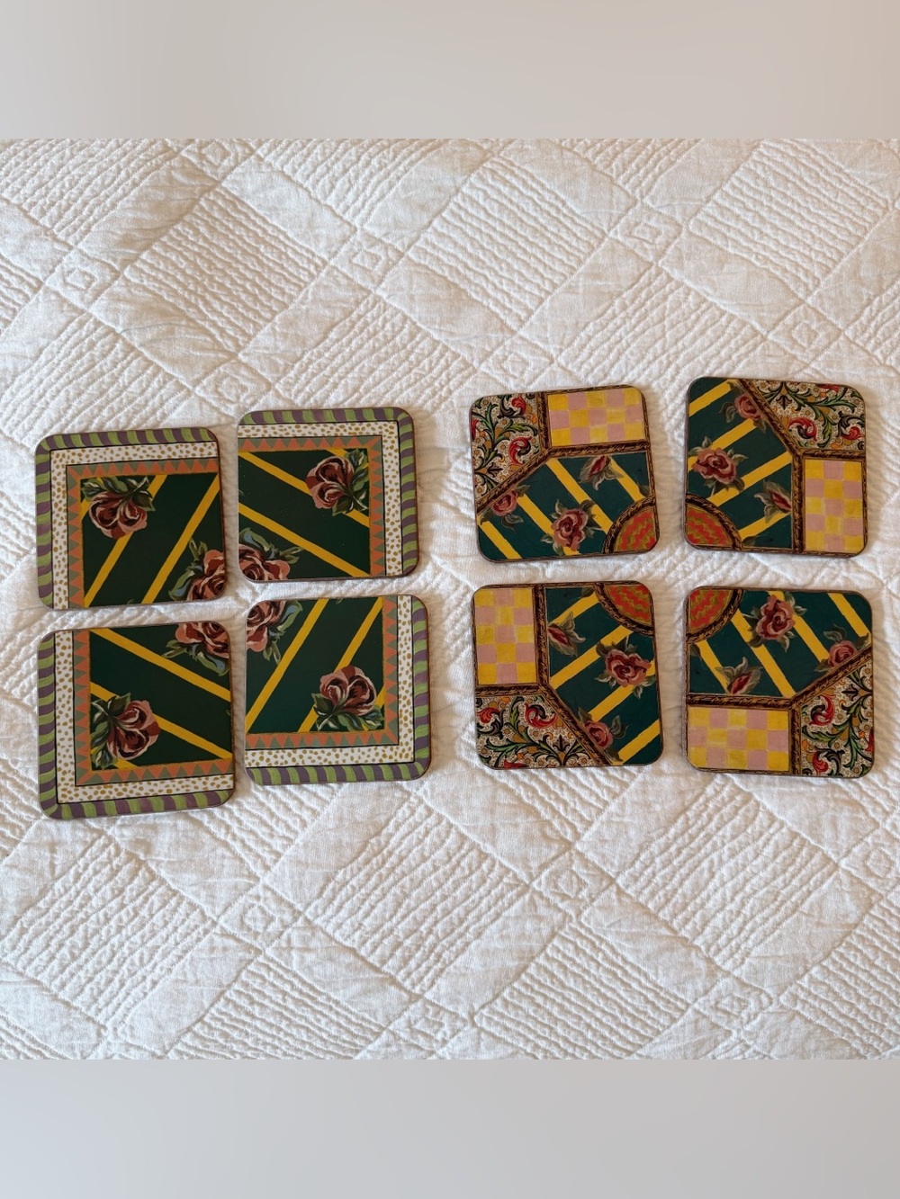 Set of 2 Mackenzie Childs Cork Coasters 1983